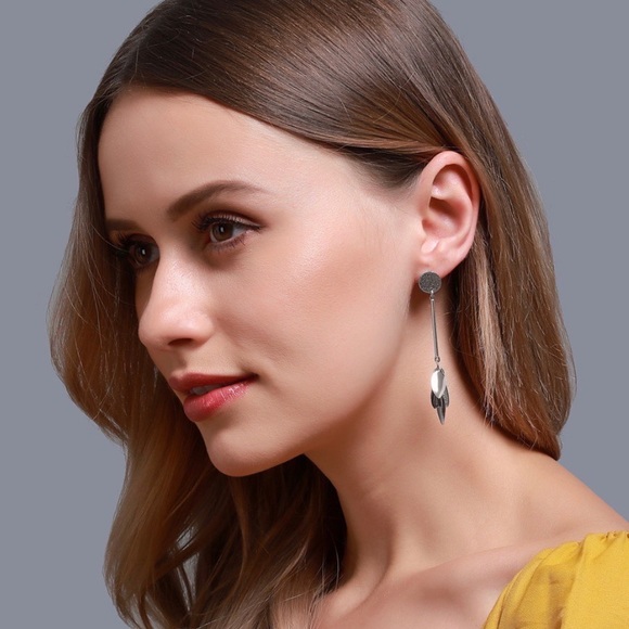 Any 4/$25! Silver Tulip Drop Stud Earrings - Picture 4 of 9